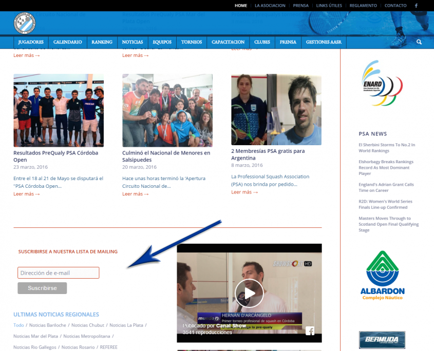 Dónde subscribirse al Mailing