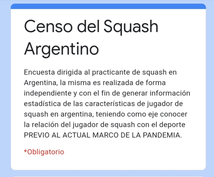 Censo del Squash Argentino.