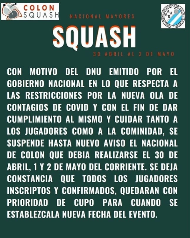 Cancelación del Torneo Nacional en Colón